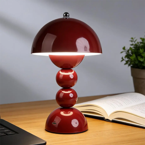 lampe-table-design-rouge-laque-style-champignon-bureau-forme-951 Lampe de table | PEUSHI
