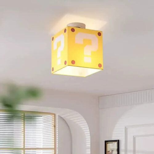 plafonnier-ludique-enfant-style-bloc-mystere-pixel-art-jaune-question-494 Luminaire Plafonnier | LUDIK