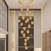 suspension-cascade-spirale-moderne-boules-dorees-elegante-a-plusieurs-230 Suspension Luminaire | MODOLOSE