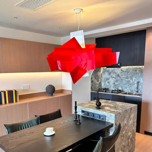 suspension-design-geometrique-modulable-acrylique-rouge-blanc-226 Suspension Luminaire | DELO