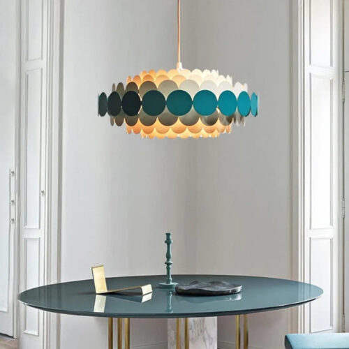 suspension-design-metal-effet-ecailles-lumineuses-moderne-circulaire-182 Suspension Luminaire | COLOU