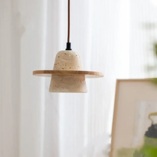 suspension-design-pierre-travertin-bois-clair-style-minimaliste-981 Suspension Luminaire | MINELO