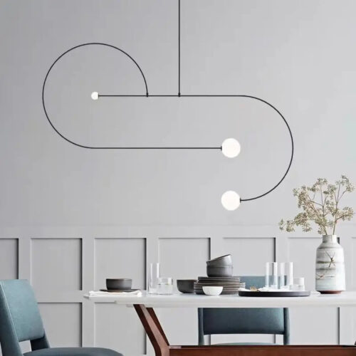 suspension-led-design-minimaliste-noire-boules-blanches-moderne-noir Suspension Luminaire | BUNOLIS