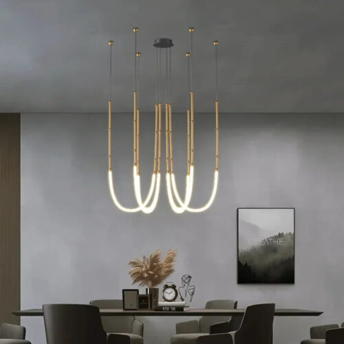 suspension-led-moderne-doree-u-salle-manger-elegante-lor-blanc-156 Suspension Luminaire | FIL