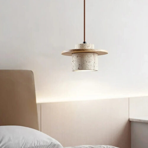 suspension-luminaire-design-pierre-travertin-beige-moderne-cylindre-713 Suspension Luminaire | NINO