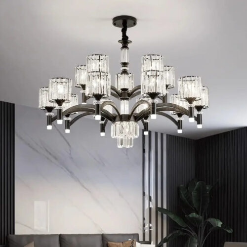 suspension-luminaire-elegante-metal-noir-cristal-lustre-moderne-478 Suspension Luminaire | MICRI
