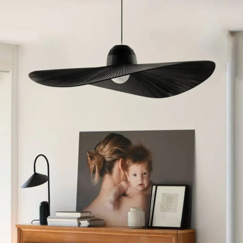 suspension-luminaire-forme-chapeau-lampe-suspendue-noire-moderne-abat-162 Suspension Luminaire | FARDO
