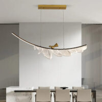 suspension-luminaire-forme-plume-oiseau-dore-moderne-aux-accents-495 Suspension Luminaire | LUSI