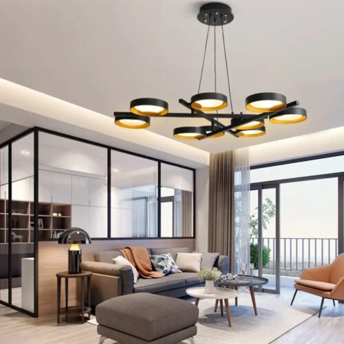 suspension-luminaire-graphique-noire-cercles-lumineux-lustre-901 Suspension Luminaire | KIXONG