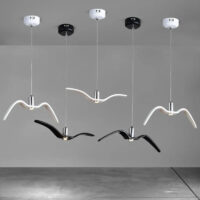 suspension-luminaire-oiseau-led-design-minimaliste-noir-forme-370 Suspension Luminaire | SEAGULL