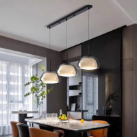 suspension-moderne-trois-lampes-verre-opalin-barre-noire-luminaires-597 Suspension Luminaire | JOELO