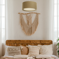 06A-023-aranz Suspension Luminaire | DUO BOHO ELEGANT (Jaune Moutarde/Écru/Crème)