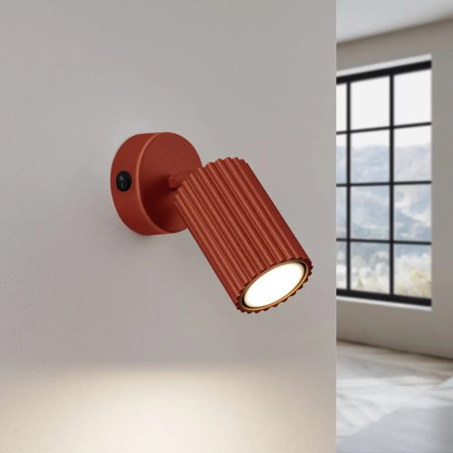 applique-murale-rouge-ocre-cylindrique-led-design-projecteur-mural-747 Applique Murale | KARVON (Rouge Ocre Avec Interrupteur)