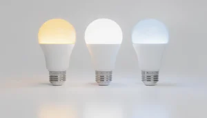 Ampoules LED allumées sur fond neutre