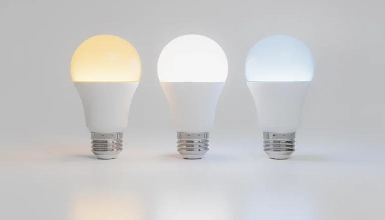 Ampoules LED allumées sur fond neutre