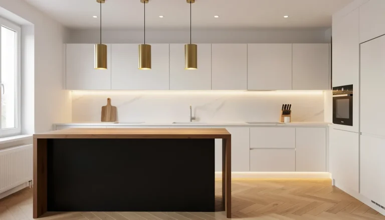 Cuisine moderne éclairée par zones distinctes