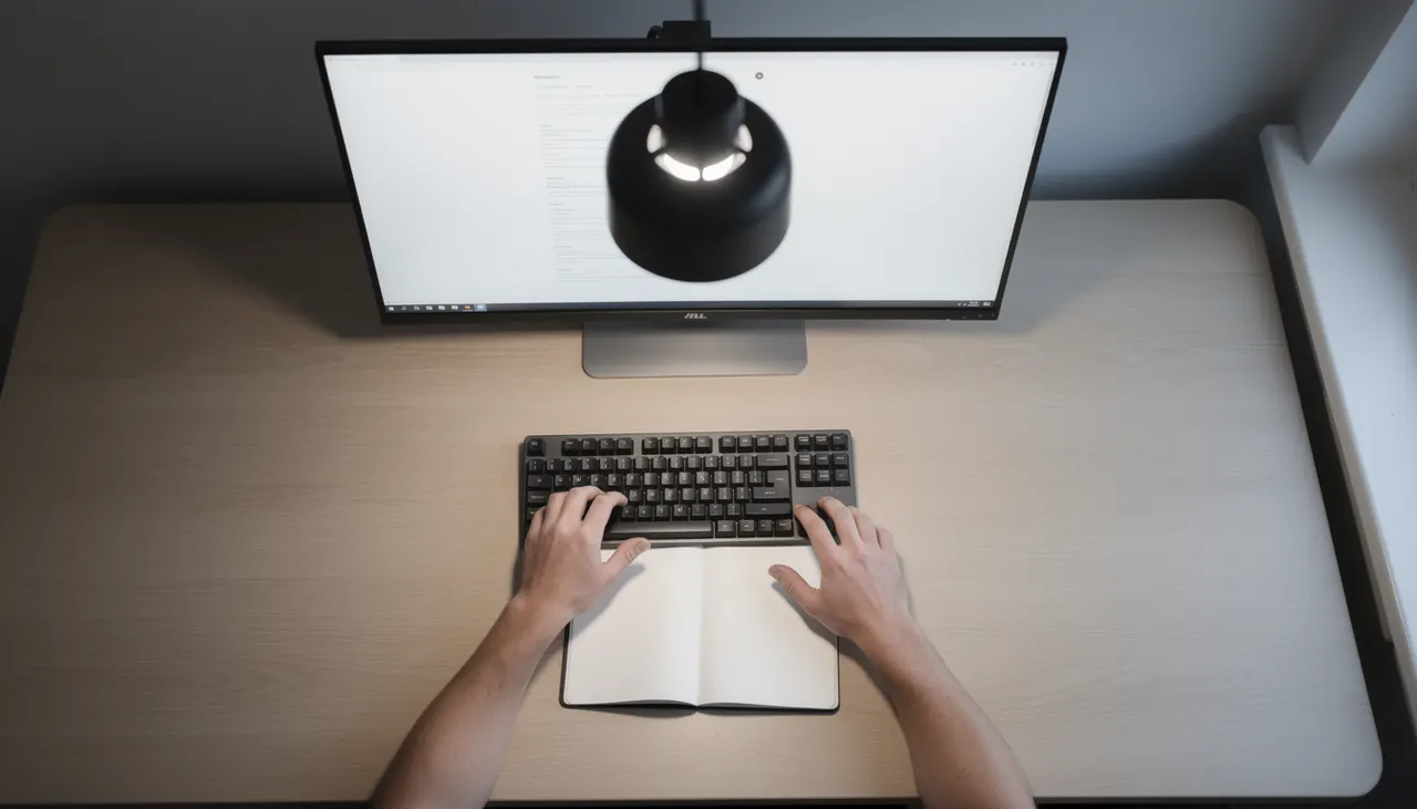 Schéma montrant ombre portée sur clavier par éclairage zénithal