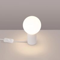 lampe-table-blanc-design-globe-spherique-blanche-base-cylindrique-991 Lampe A Poser | HALO (Blanc)