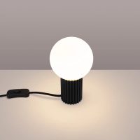 lampe-table-noir-design-globe-opalin-noire-base-cylindrique-219 Lampe A Poser | HALO (Noir)