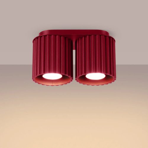 luminaire-plafonnier-double-cylindre-strie-bordeaux-design-moderne-844 Luminaire Plafonnier | AURA 2 (Bordeaux)