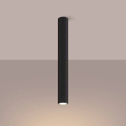 luminaire-plafonnier-noir-cannele-design-epure-suspension-cylindrique-652 Luminaire Plafonnier | KARVON 60 (Noir)