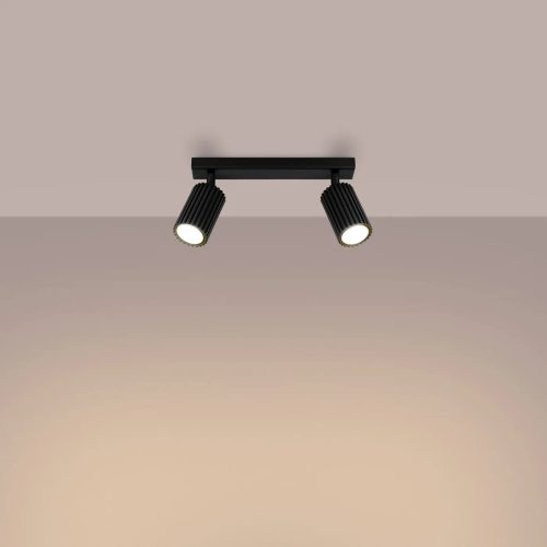 luminaire-plafonnier-noir-spots-orientables-canneles-projecteur-rail-791 Luminaire Plafonnier | KARVON 2 (Noir)