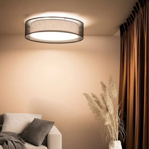 luminaire-plafonnier-noir-tissu-style-contemporain-circulaire-abat-275 Luminaire Plafonnier | PURO (Noir)