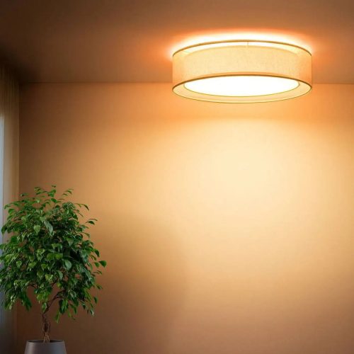 luminaire-plafonnier-rond-jaune-tissu-elegant-luminaires-circulaire-164 Luminaire Plafonnier | PURO (Jaune)