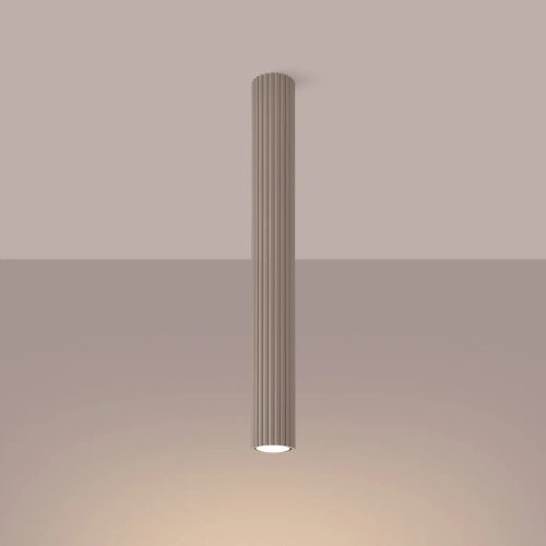 luminaire-plafonnier-taupe-cannele-style-contemporain-cylindrique-734 Luminaire Plafonnier | KARVON 60 (Taupe)