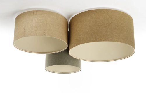 luminaire-plafonnier-tissu-aux-teintes-naturelles-contemporain-876 Luminaire Plafonnier | TRIO BOHO ELEGANT (Moutarde/Beige/Vert Gris/Ecru)