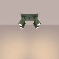 luminaire-plafonnier-vert-olive-quatre-spots-rainures-design-358 Luminaire Plafonnier | KARVON 4 (Vert Olive)