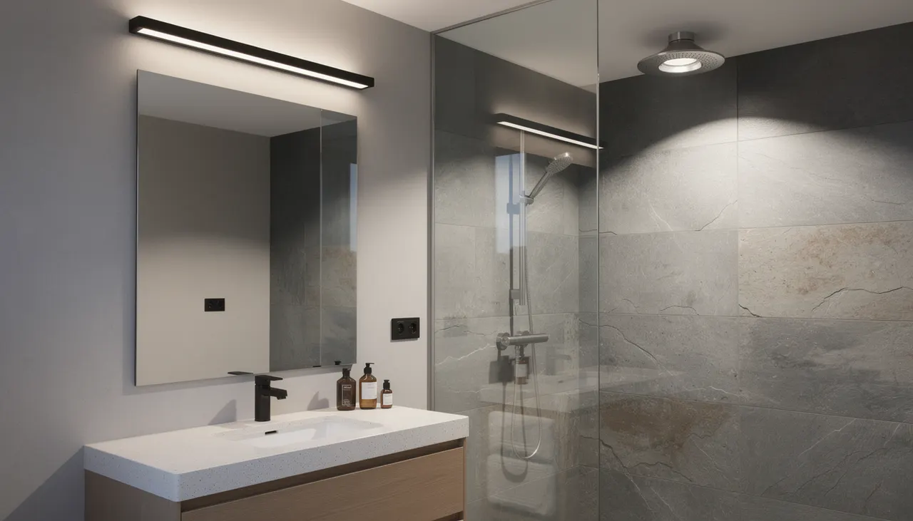 Applique miroir IP44 et spot douche IP65