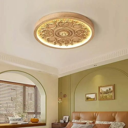 plafonnier-design-rond-moulures-florales-eclairage-ambiant-ornemental-953 Luminaire Plafonnier | ROSTEL