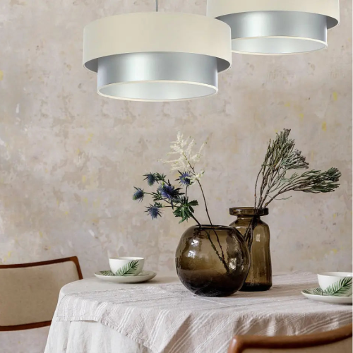 Suspension Luminaire | DUO (Creme/Argent)