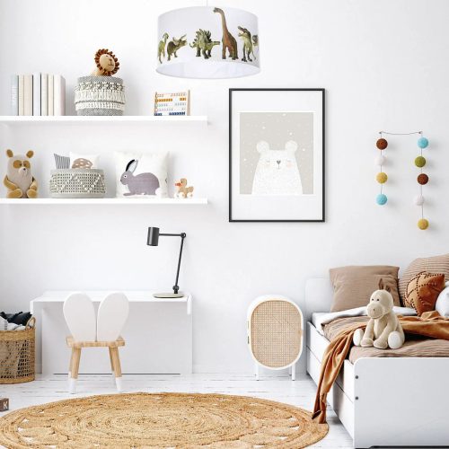 Suspension Luminaire | FOTO KIDS DINOSAURS (Blanc/Marron)