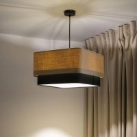 suspension-luminaire-moderne-beige-noir-abat-jour-textile-592 Suspension Luminaire | KWADRA DUO (Beige/Noir)