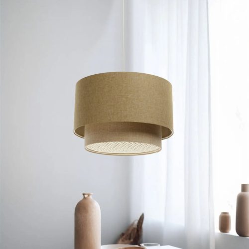 Suspension Luminaire | DUO ROTIN (Jaune/Beige/Ecru)