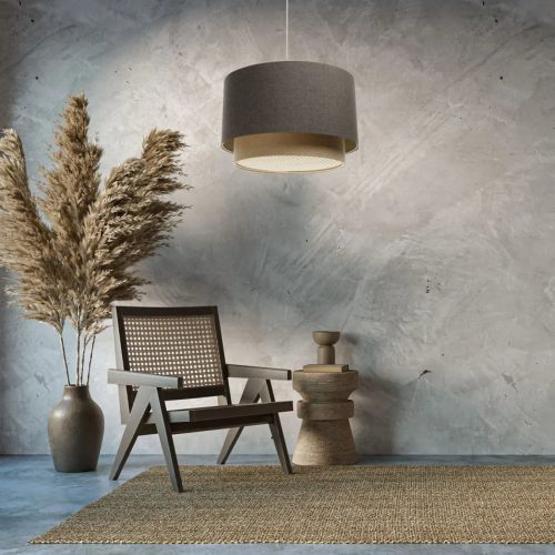 Suspension Luminaire | DUO RATTAN (Graphite/Beige)