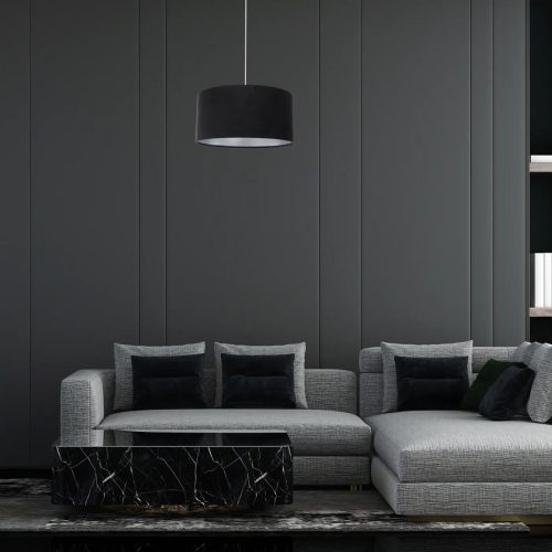 Suspension Luminaire | GLAMOUR STRUCTUREL VELOUR (Noir/Argent)