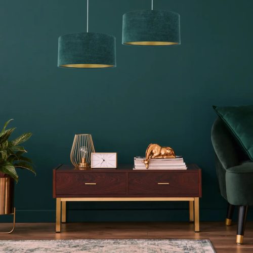Suspension Luminaire | GLAMOUR STRUCTUREL VELOUR (Vert/Doré)