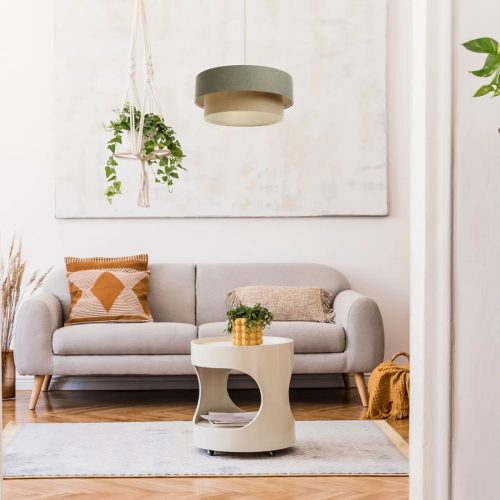 Suspension Luminaire | DUO BOHO ELEGANT (Vert Gris/Beige/Ecru)